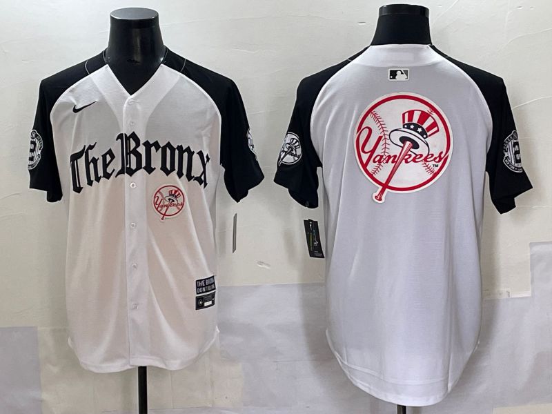 Men 2025 New York Yankees Blank White black Five generations Joint Name Nike MLB Jersey style 6233->houston texans->NFL Jersey